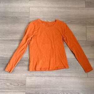 J Crew Factory Orange Long-Sleeved Girlfriend Tee, Size XS